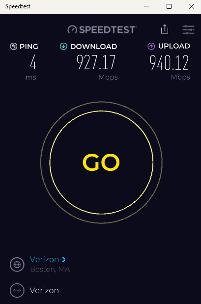 speedtest result